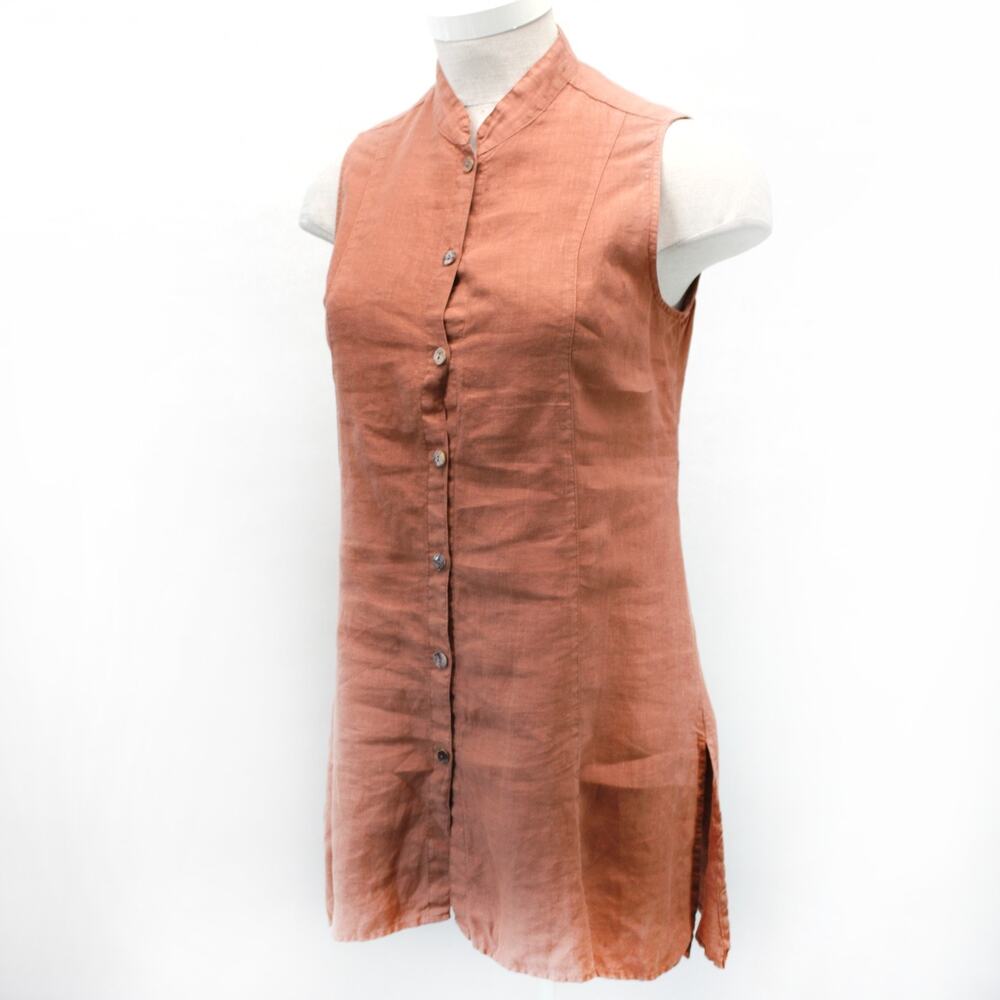 CLICK Color Me Cotton Bouse Shirt Tunic Buttons Casual Natural Sleeveless XL USA